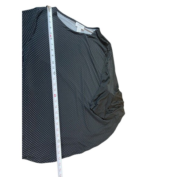 Carmen Black White Small Polka Dot FlutterSleeve Top 3X Plus Stretch Blouse NWT - Picture 4 of 12